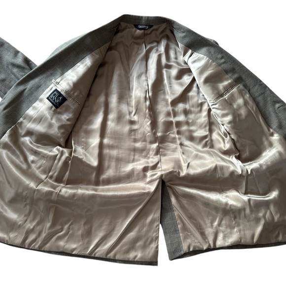 Jos A Bank 44L Brown Check Plaid Silk Wool Mens Blazer Sport Coat Jacket - Picture 5 of 8